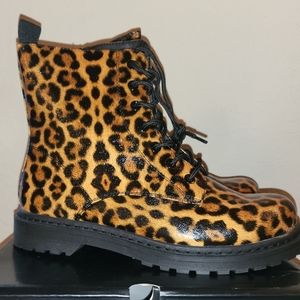 Leopard Chunky Heeled Combat Boot